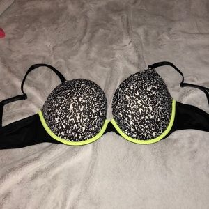 PINK black/white/neon yellow bra